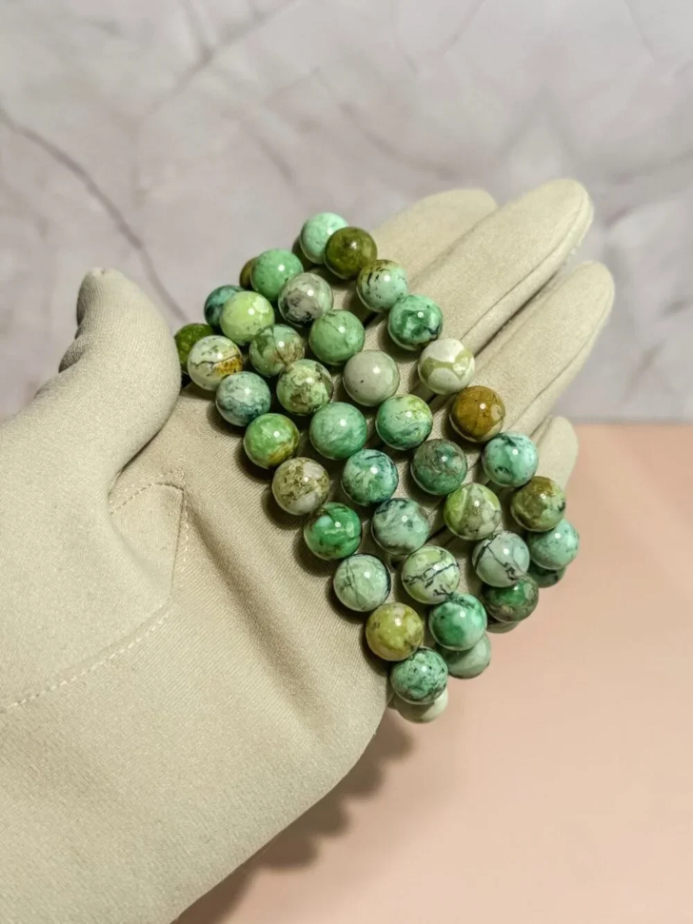 Variscite Beaded Bracelet (Bead size: 10mm)